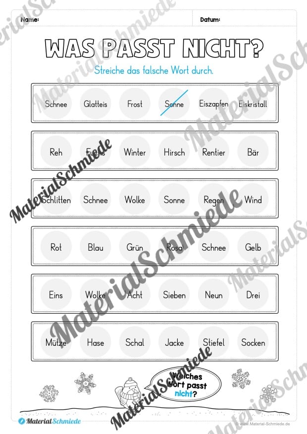 Lese- & Rätselheft zum Winter (1. & 2. Klasse) – Arbeitsblatt 08