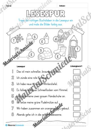 Lese- & Rätselheft zum Winter (1. & 2. Klasse) – Arbeitsblatt 09