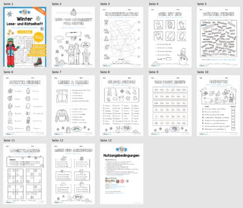 Lese- & Rätselheft zum Winter (1. & 2. Klasse) - Überblick