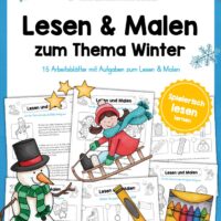 Lesen & Malen im Winter (15 Arbeitsblätter)