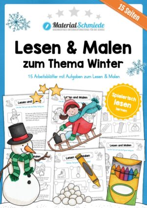 Lesen & Malen im Winter (15 Arbeitsblätter)