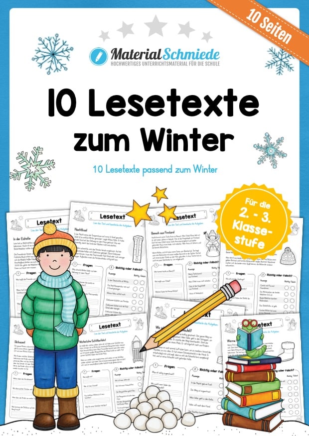 10 Lesetexte zum Winter (mit Aufgaben)