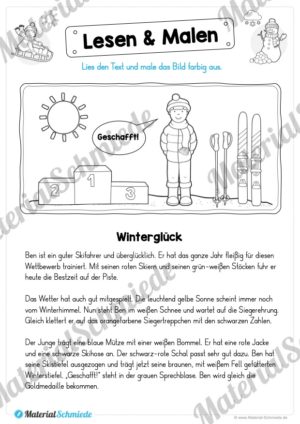 10 Leseübungen zum Winter (Lesen & Malen)