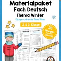 Materialpaket Winter Deutsch: 2. & 3. Klasse (25 Arbeitsblätter)