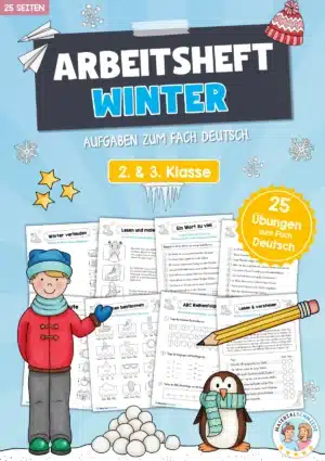Materialpaket Winter: Deutsch 2. & 3. Klasse (25 Arbeitsblätter)