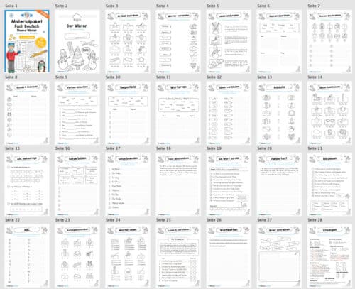 Materialpaket Winter Deutsch: 2. & 3. Klasse (Überblick)