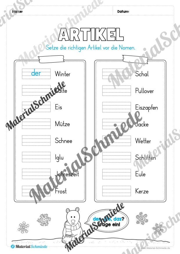 Materialpaket Winter: 2. Klasse (Vorschau 09)