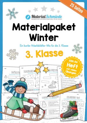 Materialpaket Winter: 3. Klasse (25 Arbeitsblätter)