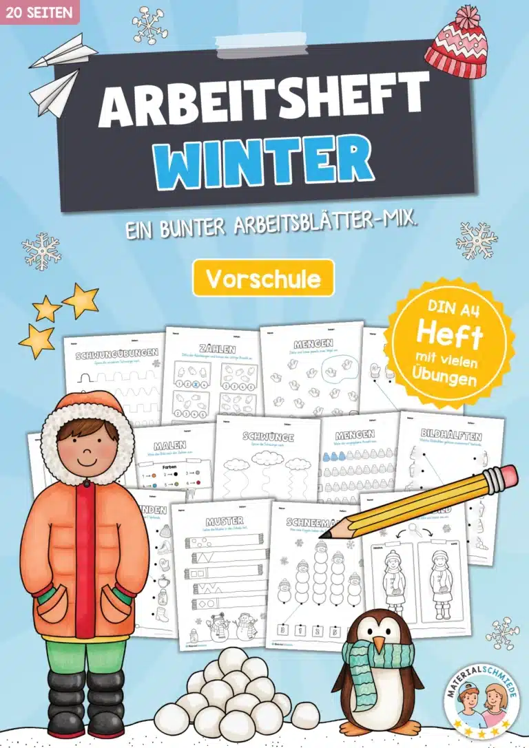 Arbeitsheft Winter: Vorschule (20 Arbeitsblätter)