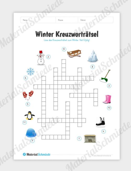 Winter Kreuzworträtsel