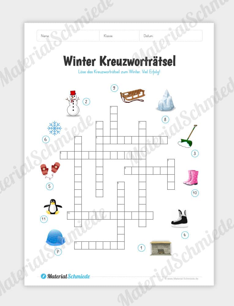 Winter Kreuzworträtsel