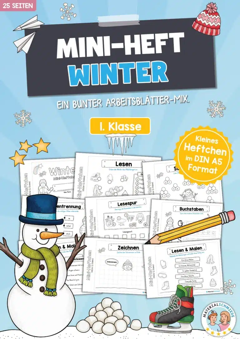 Mini-Heft: Winter – 1. Klasse (25 Arbeitsblätter)