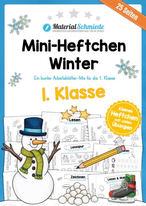 Mini-Heft: Winter 1. Klasse (25 Arbeitsblätter)