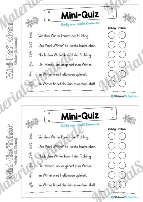 Mini-Heft: Winter 2. Klasse (Vorschau 12)