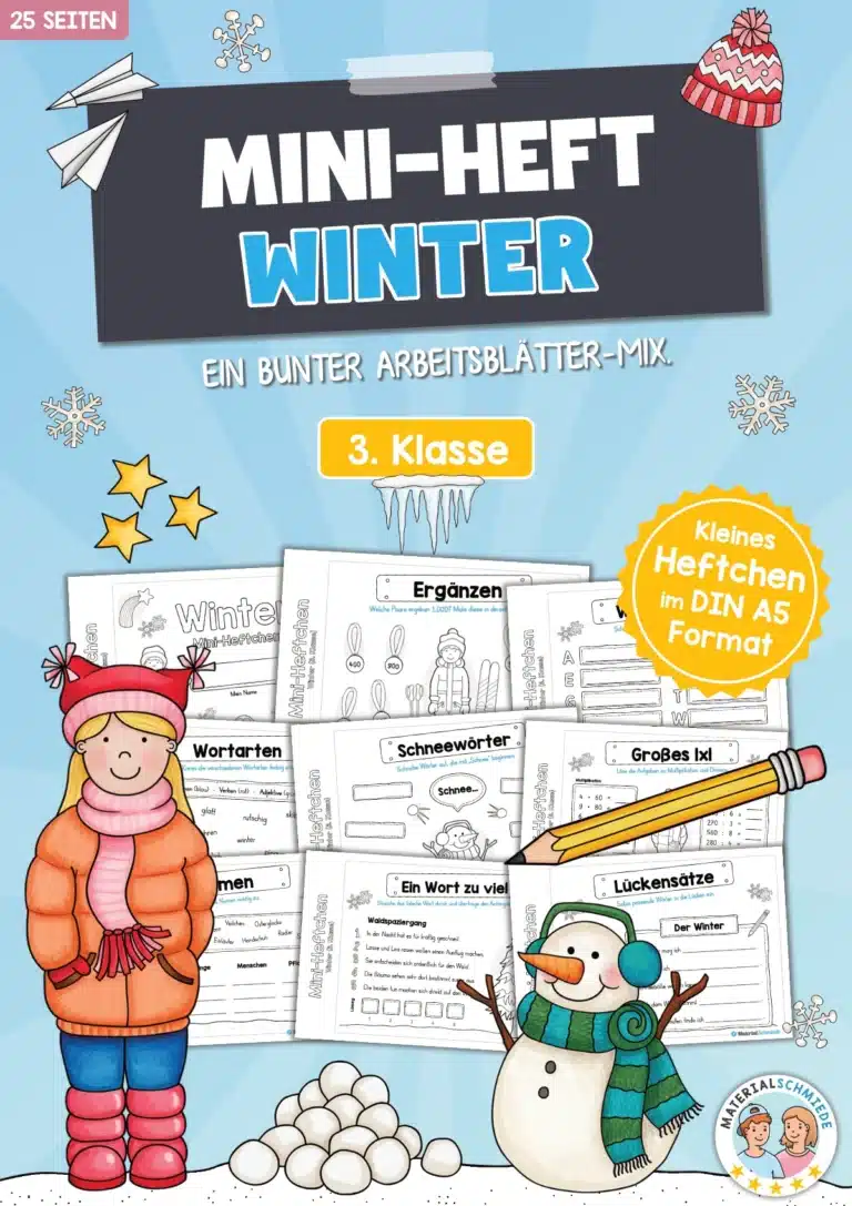 Mini-Heft: Winter – 3. Klasse (25 Arbeitsblätter)