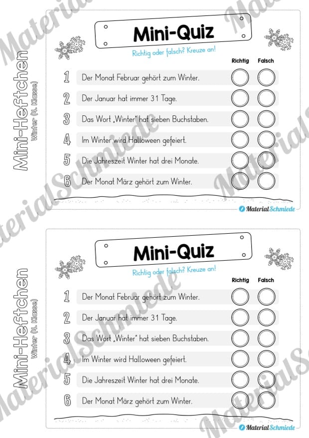 Mini-Heft: Winter 4. Klasse (Vorschau 13)