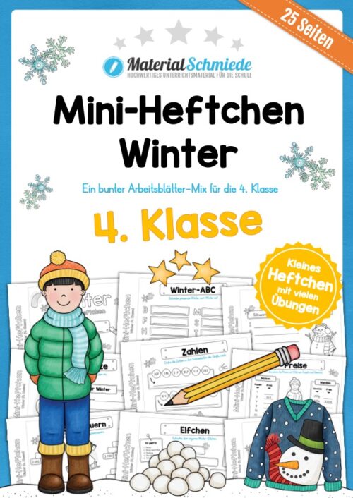 Mini-Heft: Winter 4. Klasse (25 Arbeitsblätter)