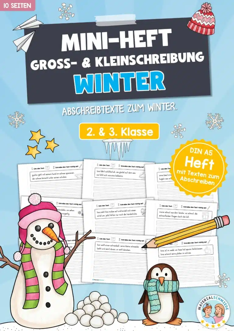 Mini-Heft: 10 Abschreibtexte zur Groß- und Kleinschreibung Thema WinterMini-Heft: 10 Abschreibtexte zur Groß- und Kleinschreibung Thema Winter