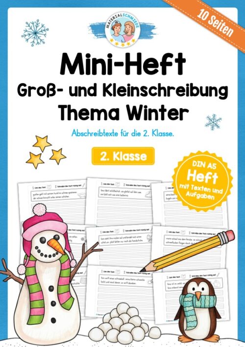 Mini-Heft: 10 Abschreibtexte zur Groß- und Kleinschreibung Thema Winter