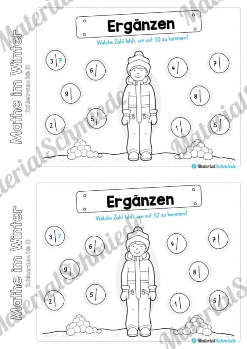 Mini-Heft: Mathe im Winter (Zahlenraum bis 10) - Vorschau 10