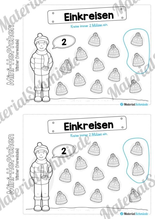 Mini-Heft: Winter Vorschule - 20 Arbeitsblätter (Vorschau 03)
