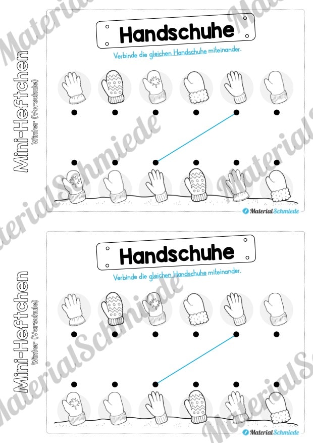 Mini-Heft: Winter Vorschule – 20 Arbeitsblätter (Vorschau 05)