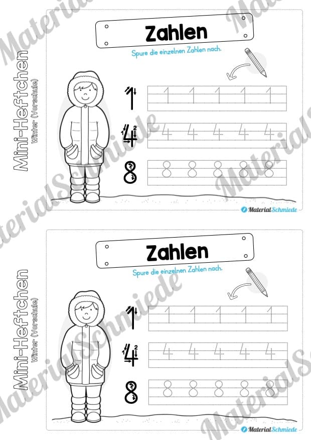 Mini-Heft: Winter Vorschule – 20 Arbeitsblätter (Vorschau 06)
