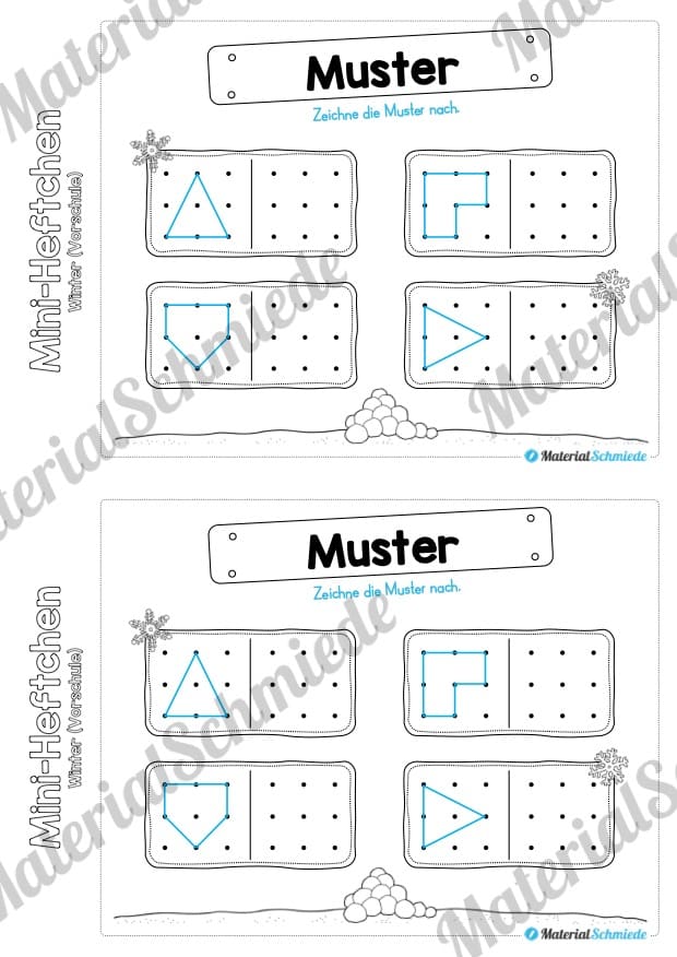 Mini-Heft: Winter Vorschule – 20 Arbeitsblätter (Vorschau 09)