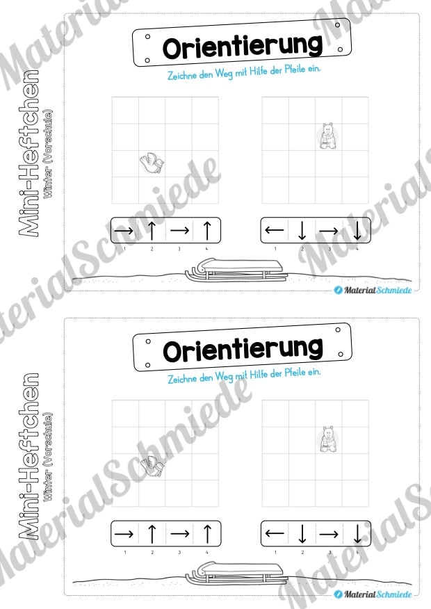 Mini-Heft: Winter Vorschule – 20 Arbeitsblätter (Vorschau 10)