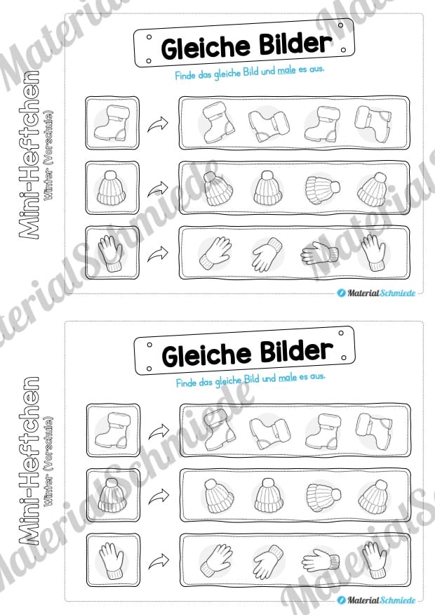 Mini-Heft: Winter Vorschule – 20 Arbeitsblätter (Vorschau 12)