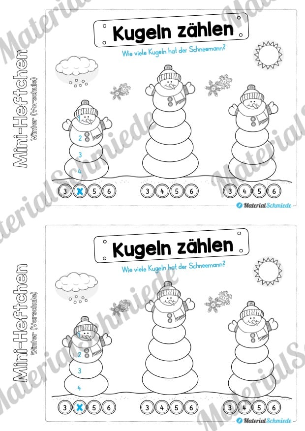 Mini-Heft: Winter Vorschule – 20 Arbeitsblätter (Vorschau 13)