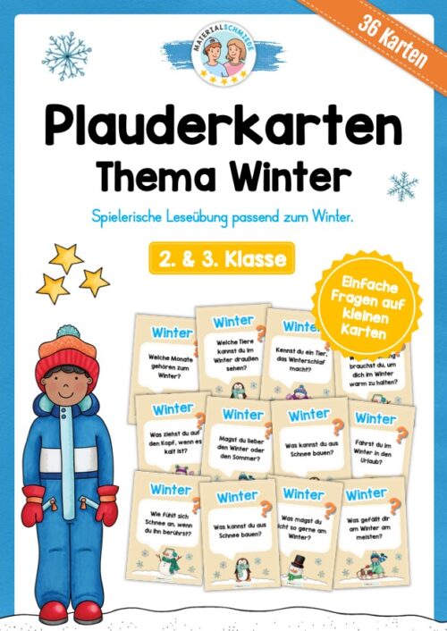 Plauderkarten: Thema Winter (Lesespiel)