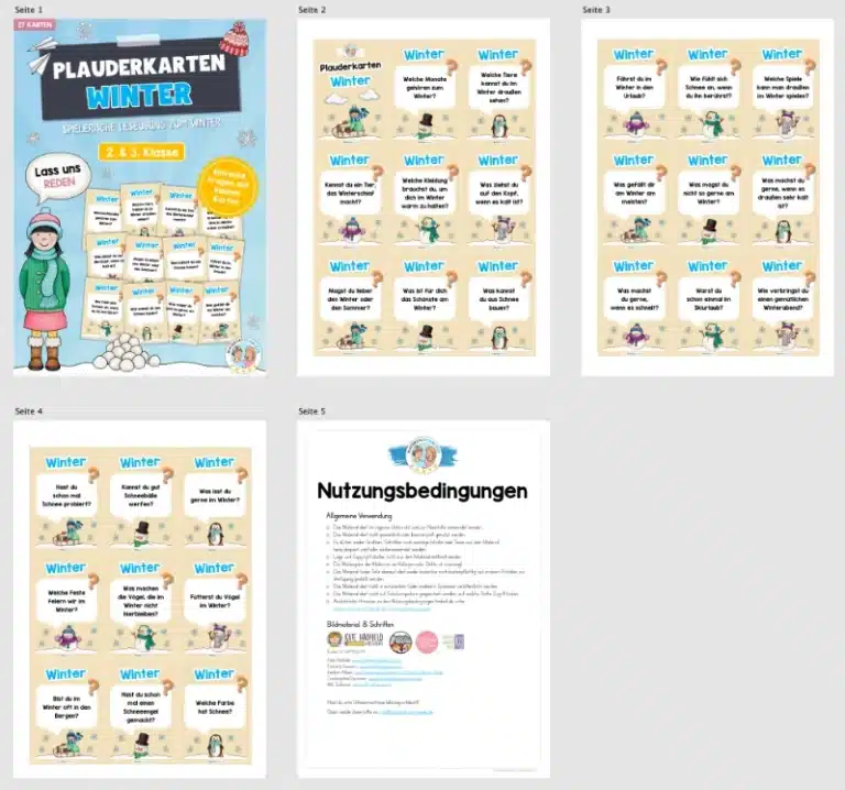Plauderkarten: Thema Winter (Lesespiel) – Überblick