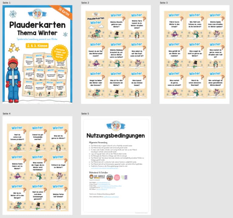 Plauderkarten: Thema Winter (Lesespiel) – Überblick