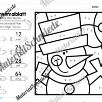 8 Rechenmalblätter Winter: Kleines Einmaleins (Arbeitsblatt 01)