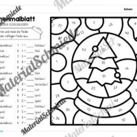 8 Rechenmalblätter Winter: Kleines Einmaleins (Arbeitsblatt 04)