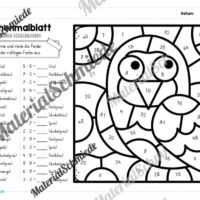 8 Rechenmalblätter Winter: Kleines Einmaleins (Arbeitsblatt 06)