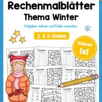 8 Rechenmalblätter Winter: Kleines Einmaleins