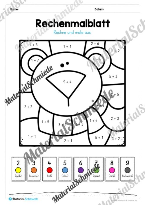 Rechenmalblätter Winter: Zahlenraum 10 (Vorschau 01)