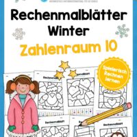 Rechenmalblätter Winter: Zahlenraum 10