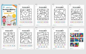 Rechenmalblätter Winter: Zahlenraum 10 (Überblick)