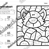 8 Rechenmalblätter Winter: Zahlenraum 100 (Arbeitsblatt 01)