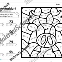 8 Rechenmalblätter Winter: Zahlenraum 100 (Arbeitsblatt 04)