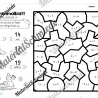 8 Rechenmalblätter Winter: Zahlenraum 20 (Arbeitsblatt 02)