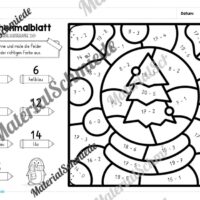 8 Rechenmalblätter Winter: Zahlenraum 20 (Arbeitsblatt 03)
