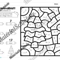 8 Rechenmalblätter Winter: Zahlenraum 20 (Arbeitsblatt 07)