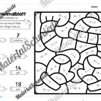 8 Rechenmalblätter Winter: Zahlenraum 20 (Arbeitsblatt 08)