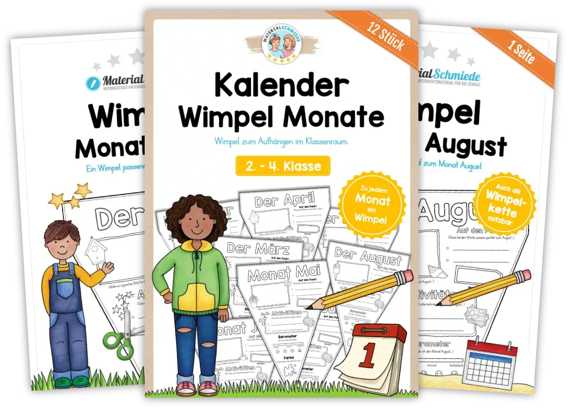 Unterrichtsmaterial Wimpel - Arbeitsblätter und Vorlagen (Vorschule & 1. - 4. Klasse)