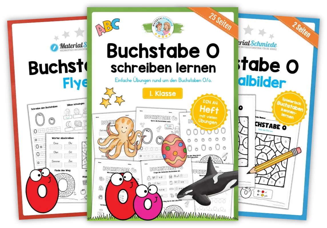 Unterrichtsmaterial mit Aufgaben und Übungen zum Buchstaben O / o (1. Klasse)