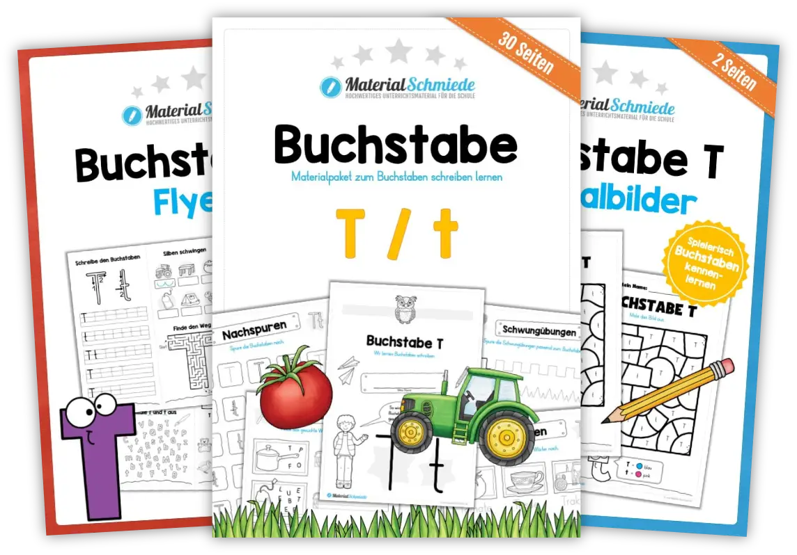 Unterrichtsmaterial mit Aufgaben und Übungen zum Buchstaben T / t (1. Klasse)